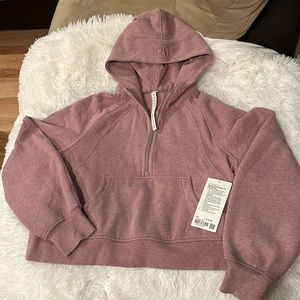 Lululemon M/L Scuba Oversized 1/2 Zip Hoodie in Heathered Pink Taupe